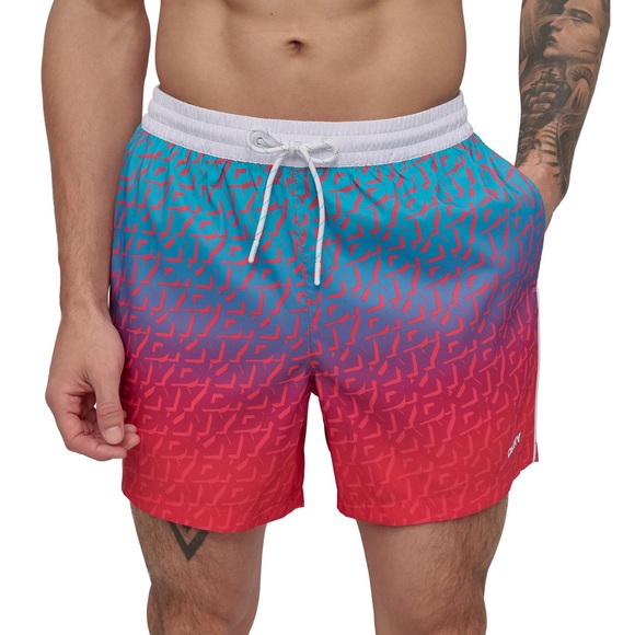 Men's Swim Shorts in Red and Blue - Picture 3 of 4